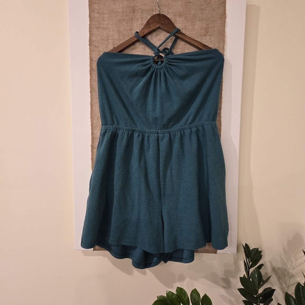 Old Navy turquoise summer halter romper shorts XL